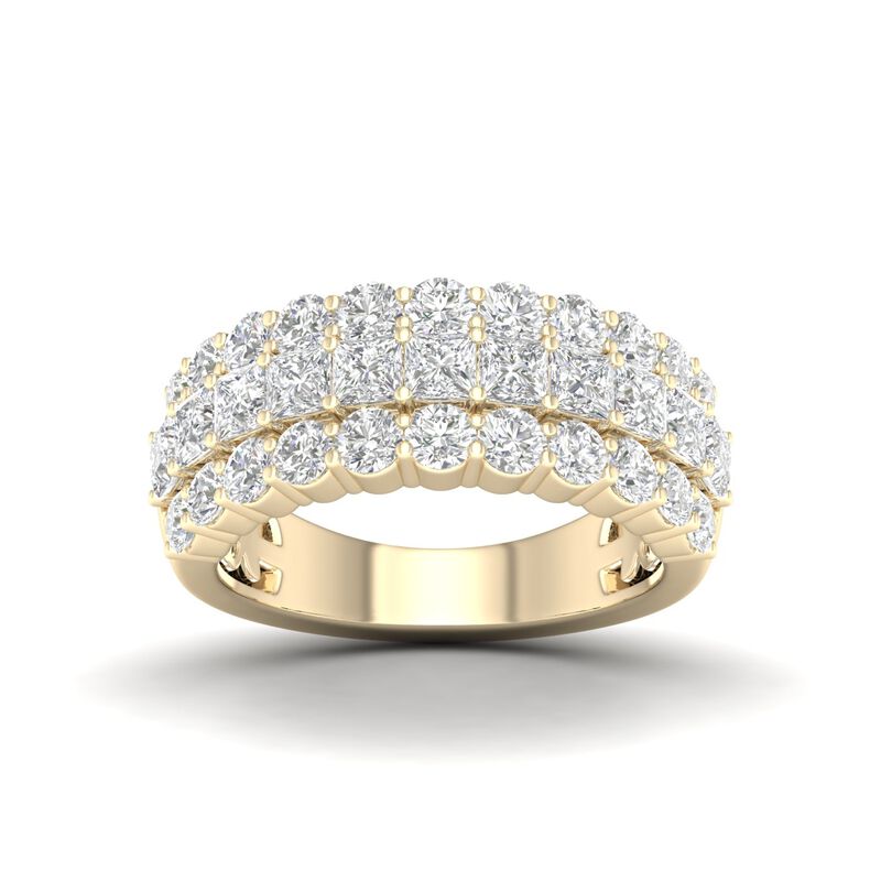 Lab Grown Diamond 2 1/2ctw. Princess Cut & 14k Yellow Gold Anniversary Ring image number null